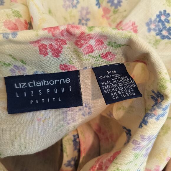 Liz Claiborne Floral Linen Shirt Button Front - Picture 9 of 9